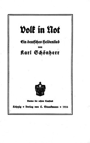 Volk in Not by Karl Schönherr cover