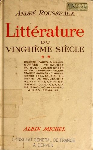 Littérature du vingtième siècle by André Rousseaux, André Rousseaux cover