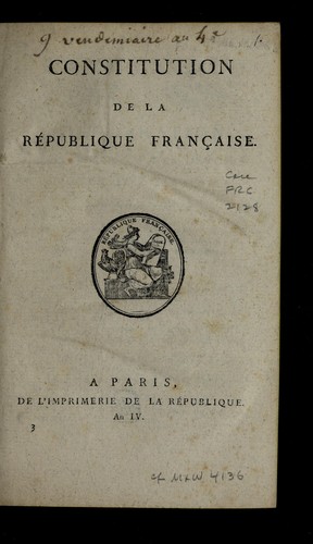 Constitution de la Republique française by France cover