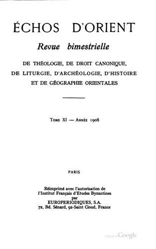 Echos d'Orient by Institut français d'études byzantines cover