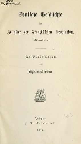 Deutsche Geschichte im Zeitalter der Französischen Revolution by Sigismund Stern cover