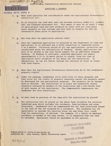 Agricultural preservation restriction program
