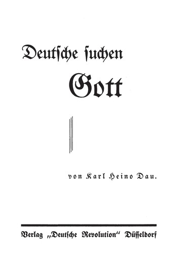Deutsche Suchen Gott by Karl Heino Dau cover