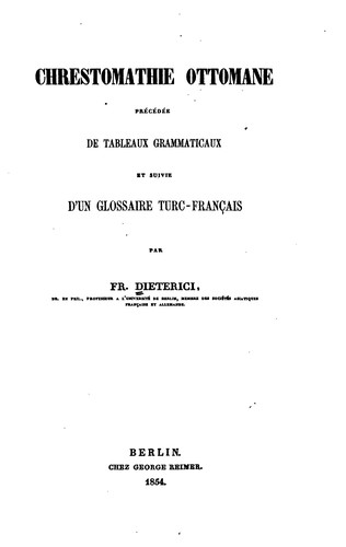 Chrestomathie ottomane by Friedrich Heinrich Dieterici cover
