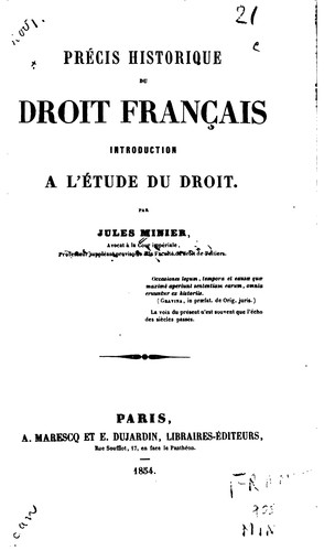 Précis historique du droit français by Jules Minier cover