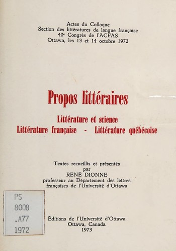 Propos littéraires