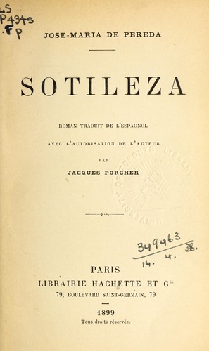 Sotileza by José María de Pereda cover