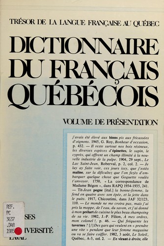 Dictionnaire du franc ʹais que be cois by Claude Poirier, Lionel Boisvert cover