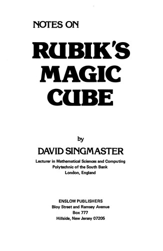 Notes on Rubik's Magic Cube