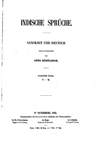 Indische Sprüche by Otto von Böhtlingk cover