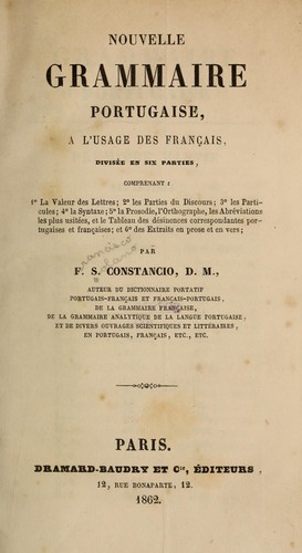 Nouvelle grammaire portugaise, à l'usage des Français by Francisco Solano Constâncio cover