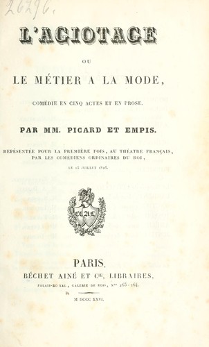 L' agiotage by L.-B Picard cover