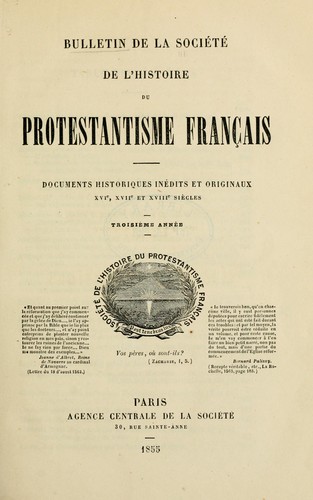 Bulletin de la Société de l'histoire du protestantisme français by Société de l'histoire du protestantisme français (France) cover
