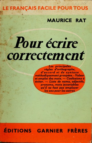 Pour écrire correctement by Maurice Rat cover