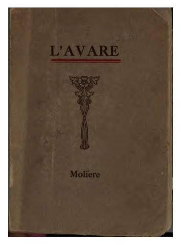 L' avare, comédie by Molière cover