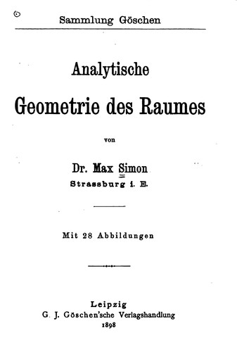 Analytische Geometrie des Raumes