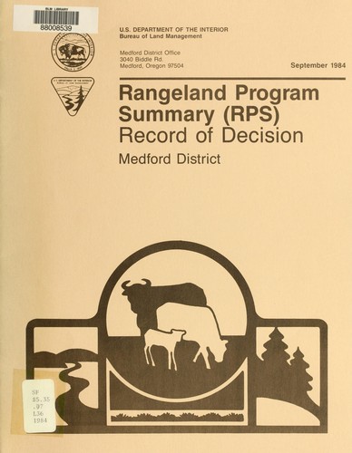 Rangeland program summary (RPS)