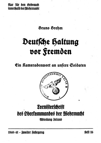 Deutsche Haltung vor Fremden by Bruno Brehm cover