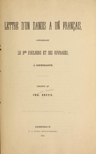 Lettre d'un Danois à un Français by C. Bruun cover