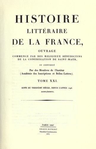Histoire littéraire de la France by Antoine Rivet de la Grange cover