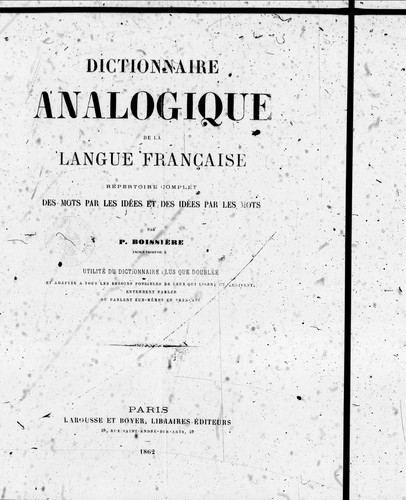 Dictionnaire analogique de la langue française