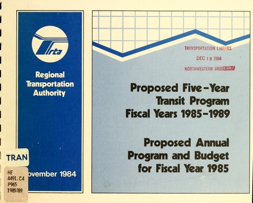 Proposed five-year transit program fiscal years ... Proposed annual program and budget for fiscal years ...