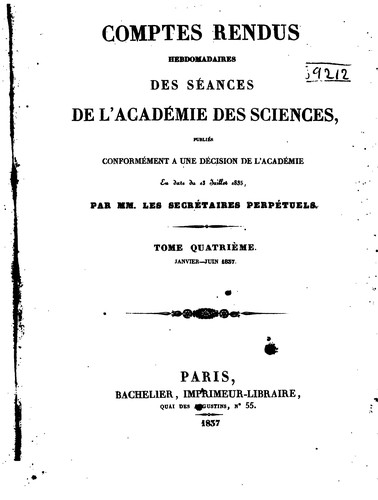 Comptes rendus hebdomadaires des séances de l'Académie des sciences by Académie des sciences (France) cover