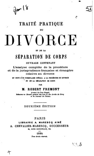 Traité pratique du divorce et de la séparation de corps
