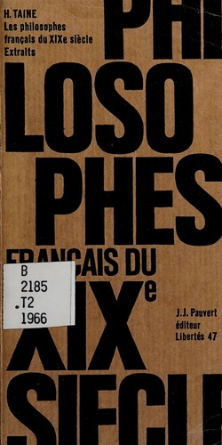 Les philosophes français du XIXe siècle, extraits by Hippolyte Taine cover