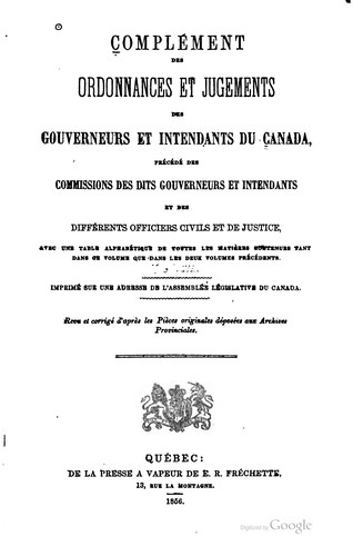 Édits, ordonnances royaux, déclarations et arrêts du Conseil d'État du roi concernant le Canada by Nouvelle-France. cover
