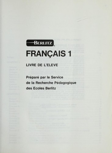 Français 1 by Ecoles Berlitz. Service de la recherche pédagogique cover