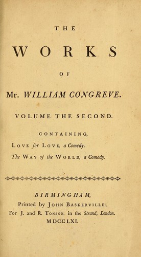 The works of Mr. William Congreve