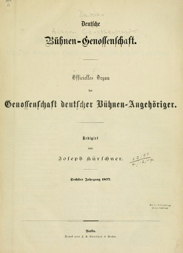 Deutsche Bühnen-Genossenschaft by  cover
