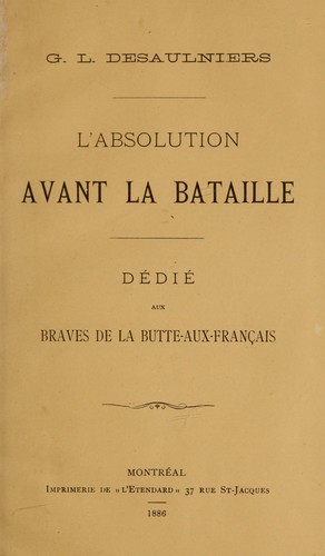 L'Absolution avant la battille by Gonzalve Desaulniers cover
