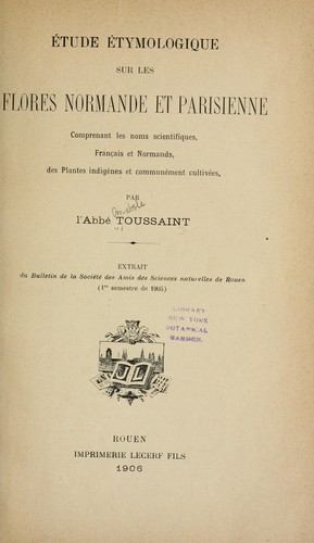 Étude étymologique sur les flores normande et parisienne