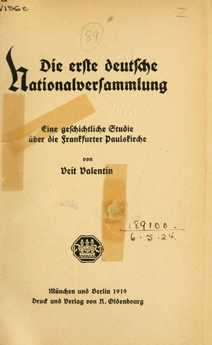 Die erste deutsche Nationalversammlung by Valentin, Veit cover
