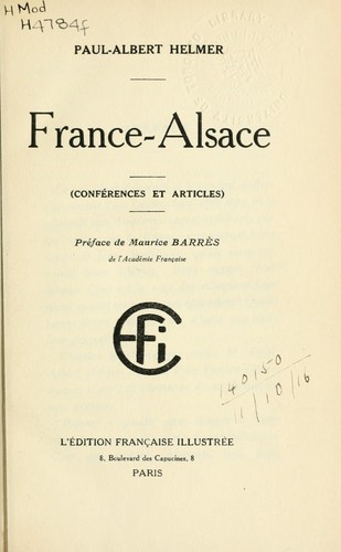 France-Alsace by Paul Albert Helmer cover