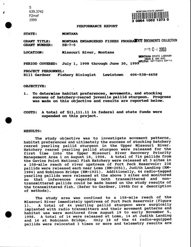 Montana endangered fishes program