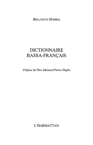 Dictionnaire bassa-français by Bellnoun Momha cover