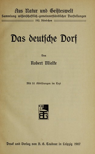Das deutsche dorf by Mielke, Robert cover