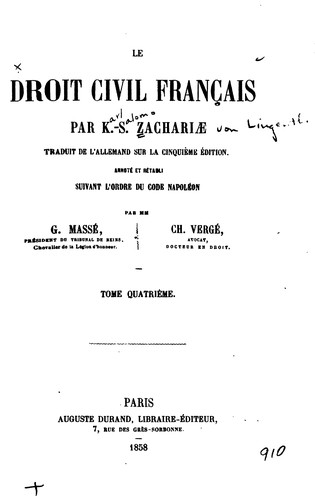 Le droit civil français par K.-S. Zachariæ by K. S. Zachariä cover