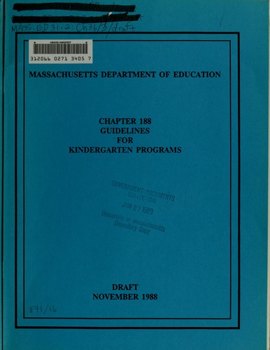 Chapter 188 guidelines for kindergarten programs