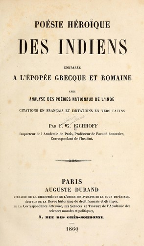 Poésie héroïque des Indiens by Frederic Gustave Eichhoff cover