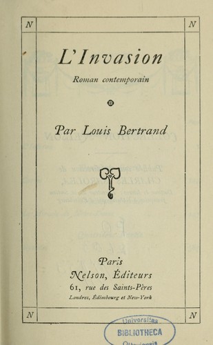 L' invasion by Louis Bertrand cover