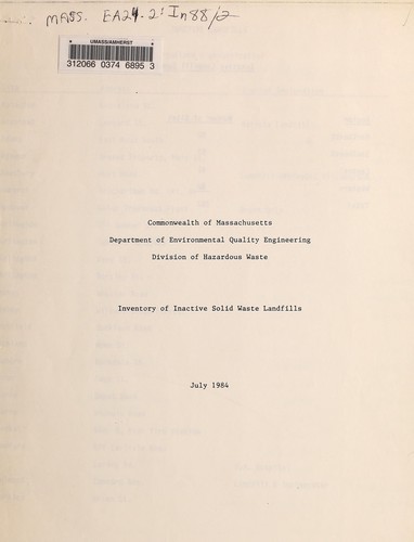 Inventory of inactive solid waste landfills
