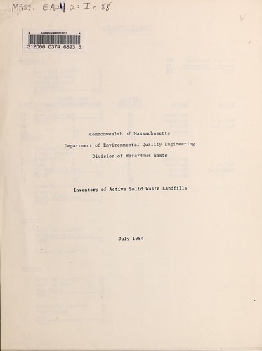 Inventory of active solid waste landfills