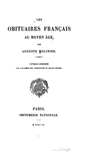 Les obituaires français au moyen âge by Auguste Émile Louis Marie Molinier cover