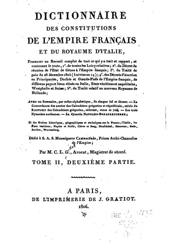 Dictionnaire des constitutions de l'Empire français et du royaume d'Italie: formant un recueil .. by C. L. Gillot cover
