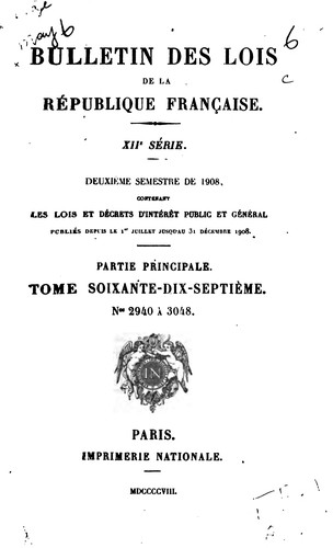 Bulletin des lois de la République française by France cover