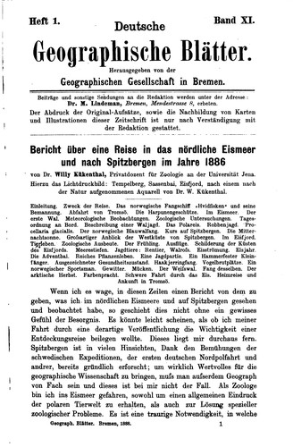 Deutsche geographische blätter ... by Geographische gesellschaft in Bremen. [from old catalog] cover
